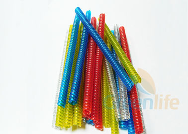 Kundenspezifische Längen-Plastikspulen-Abzugsleinen-transparente rote blaues Grün-Gelb-Farben
