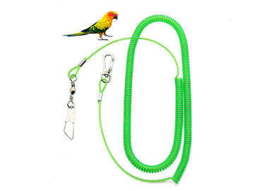 Grünes Drahtring-Papageien-Kletterseil TPU mit Ende des Verschluss-einer des Enden-/Pin des Halter-einer
