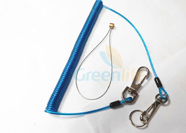 Dehnbarer aufgerollter Schlüssel Lanyard Blue Coiled Lanyard Cord mit Leitungsschlaufen-Halter