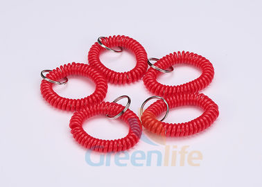 Kundenspezifisches vielseitiges gewundenes Keychain-Armband, roter Plastikhandgelenk-Schlüssel-Halter