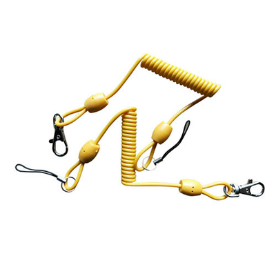 Ausgedehnter 80 cm-Federelement-einziehbare Werkzeug-Abzugsleinen-gelber Frühlings-Schlüsselanhänger-Halter