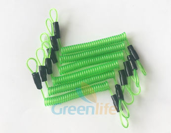 70CM langes Stahldrahtfeder-Spiralen-Spulen-Kabel-transparentes Grün mit doppelten Schnur-Schleifen